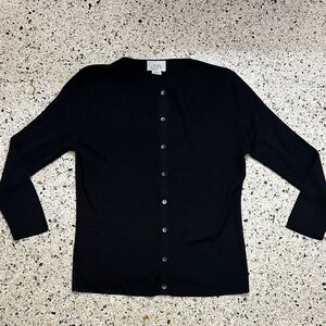 Ann Taylor Loft black 100% silk button up cardigan medium m